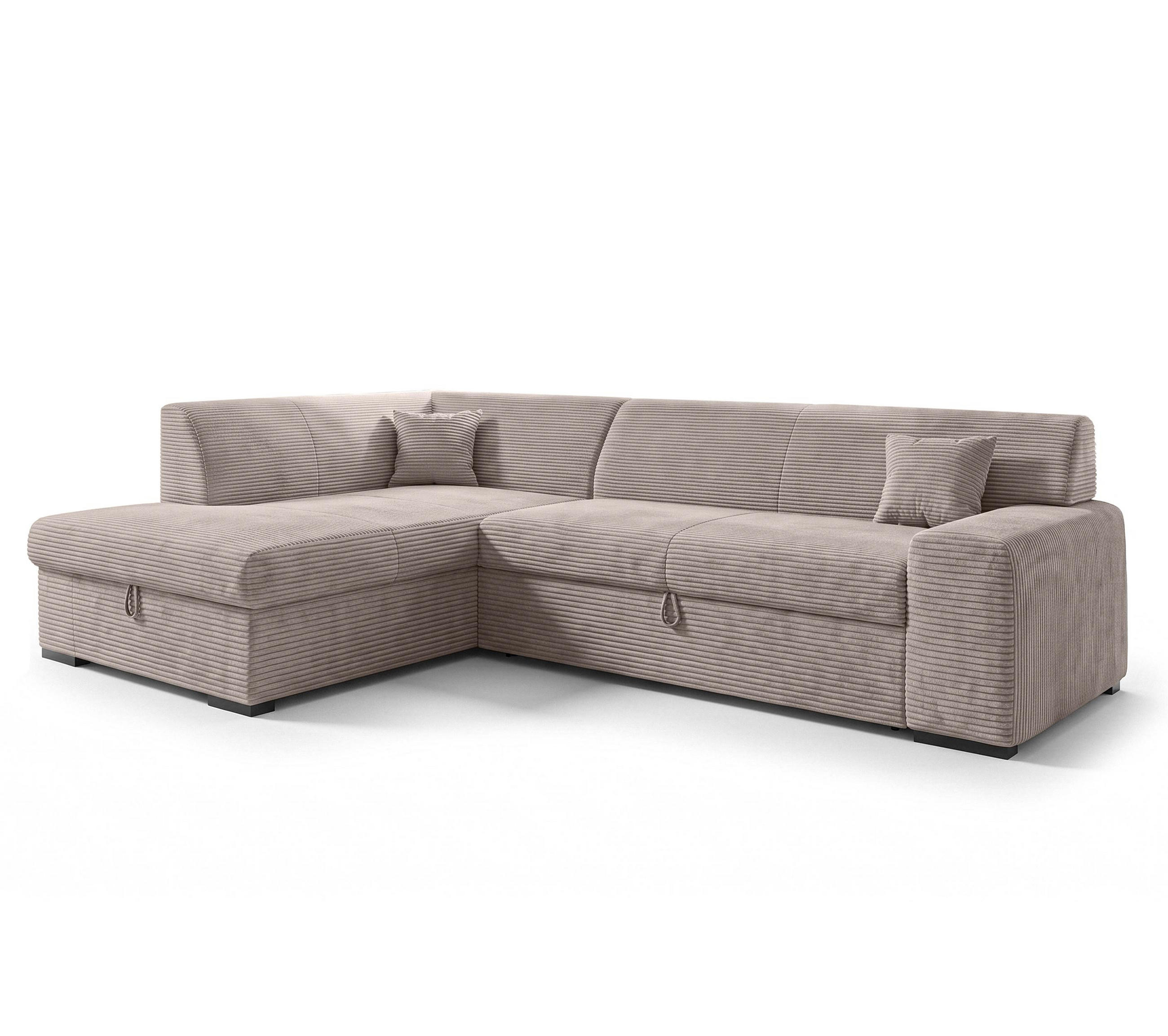 ECKSOFA L Form Minosa Beige 260/175/71 cm Links mit Schlaffunktion - Beige/Schwarz, Kunststoff/Textil (260/175cm) - AX Living