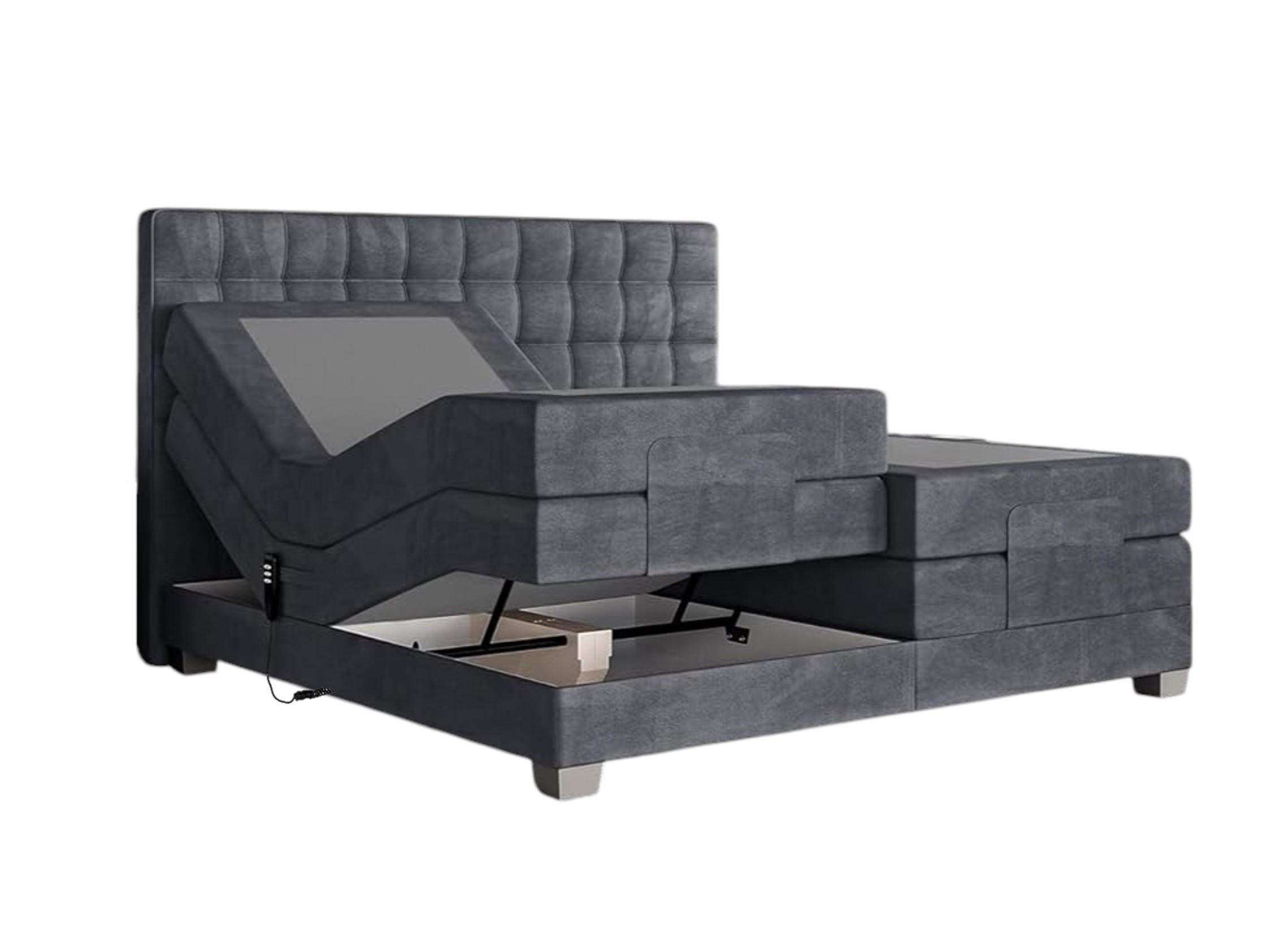 BOXSPRINGBETT Electra King 160x200 cm Dunkelgrau Velvet H3 - Dunkelgrau, Holz (160/200cm) - Labett