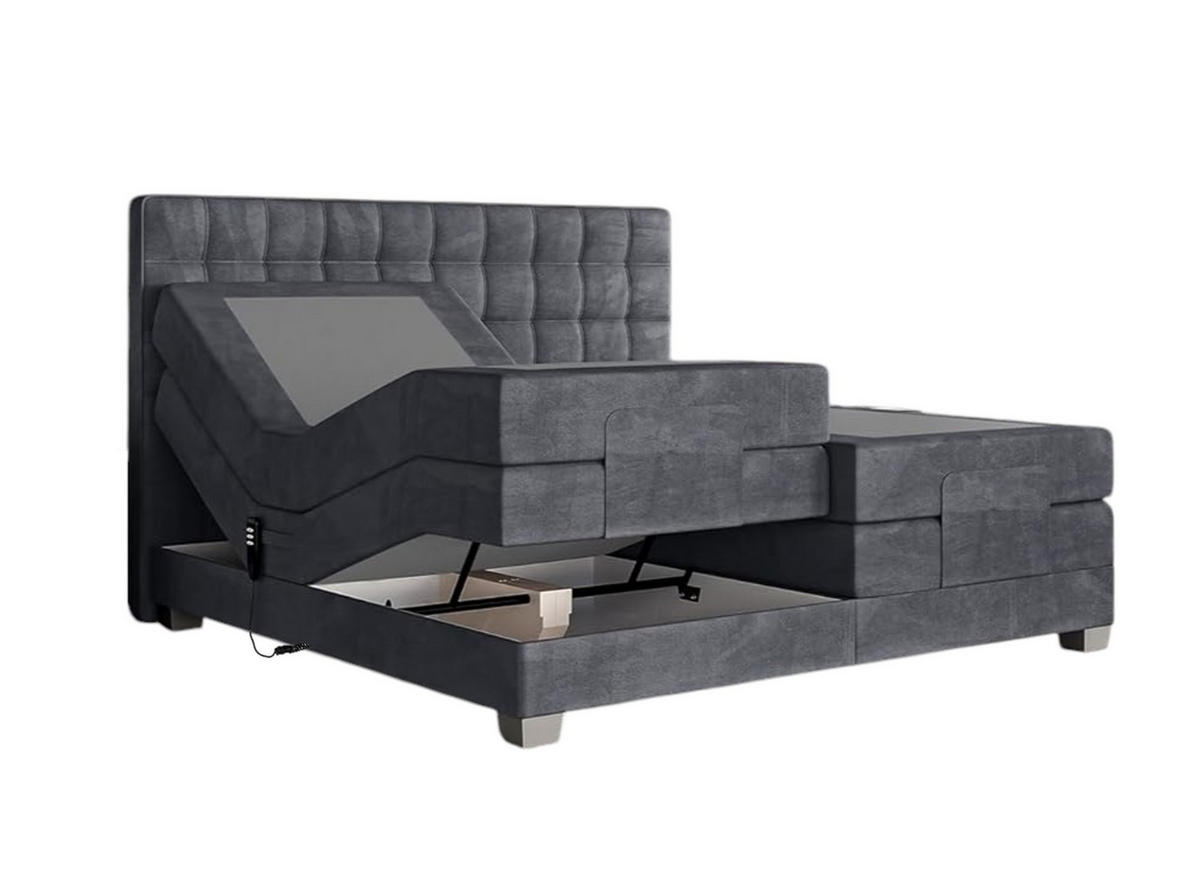 BOXSPRINGBETT Electra King 200x200 cm Dunkelgrau Velvet H3 - Dunkelgrau, Holz (200/200cm) - Labett