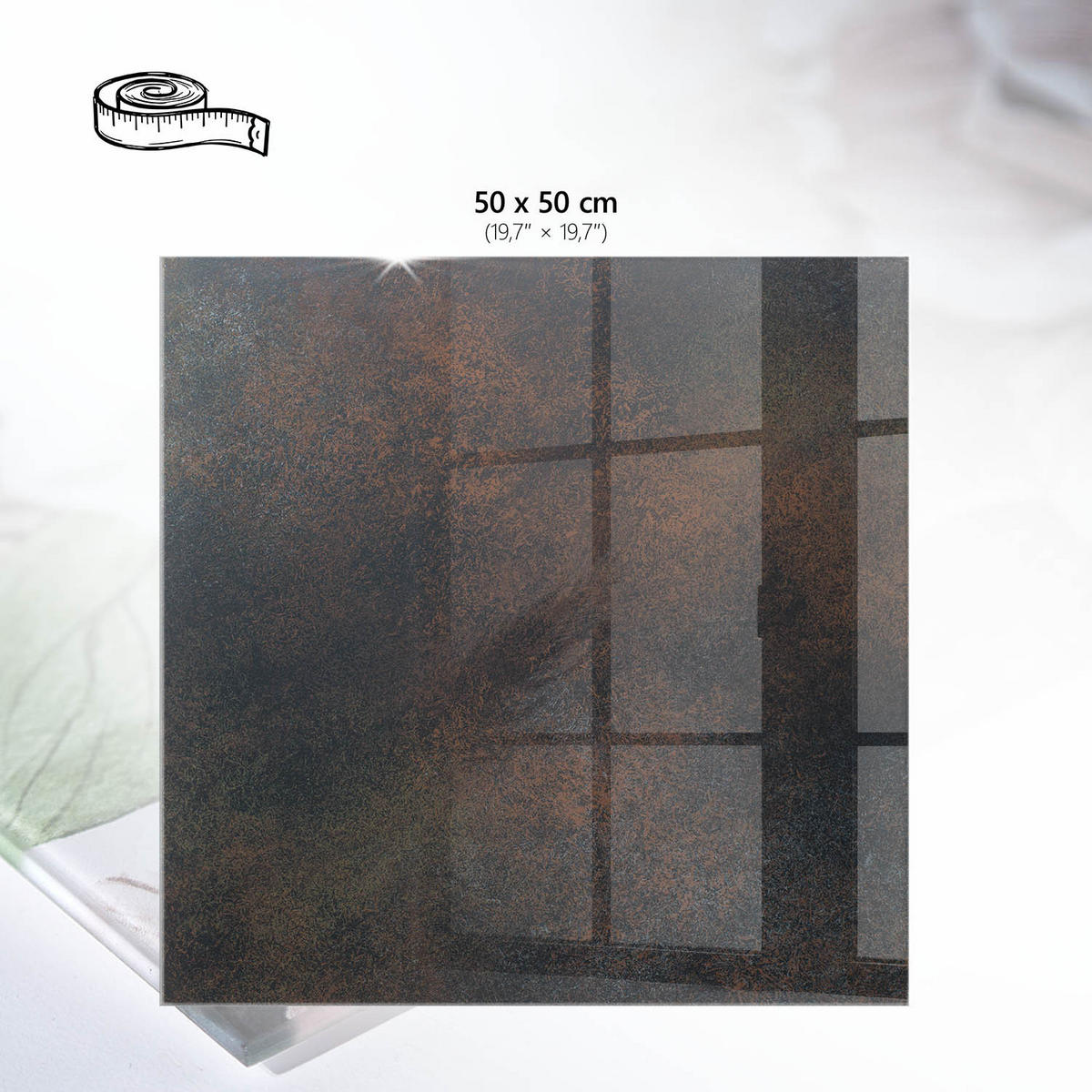 TISCHPLATTE 50x50 cm – Dunkle Textur - Braun, Glas (50/50/0.4cm) - Wallfluent