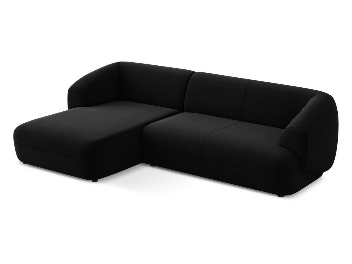 ECKSOFA Links Samt Stoff Schwarz - Schwarz, Kunststoff/Textil (156/280cm) - Makamii