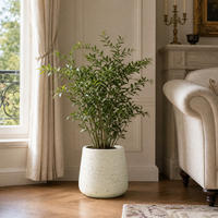 BLUMENTOPF groß & rund mit Ablaufloch, Ø 26 × H 24 cm, Creme - Weiß, Naturmaterialien (24cm) - Hometopia