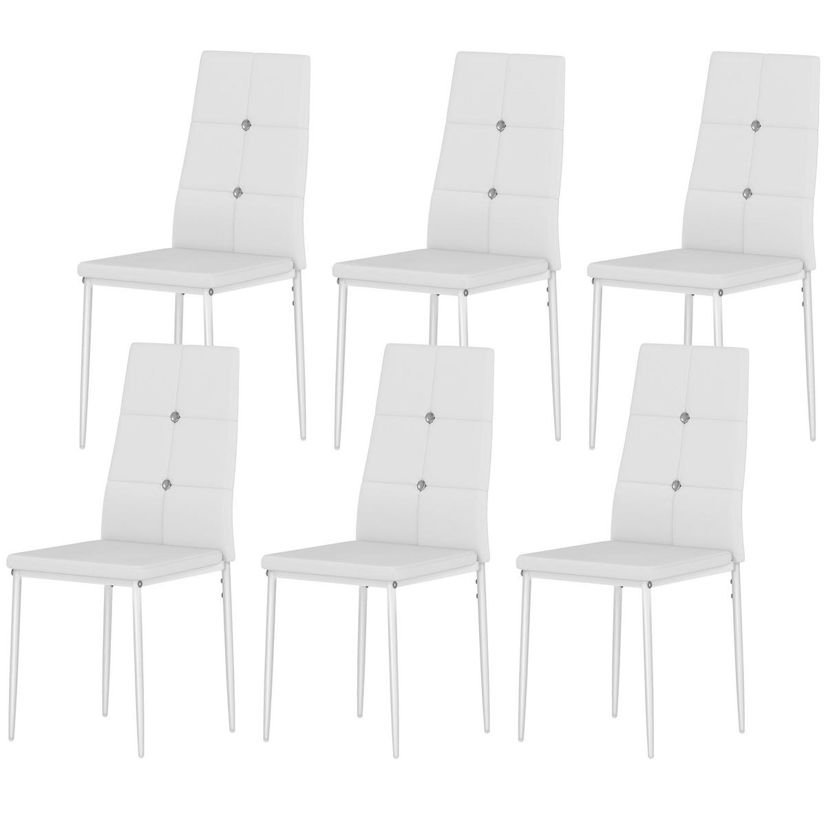 STÜHLE Weiß 6 Stück - Weiß, Leder (41/97/50cm) - GiPP