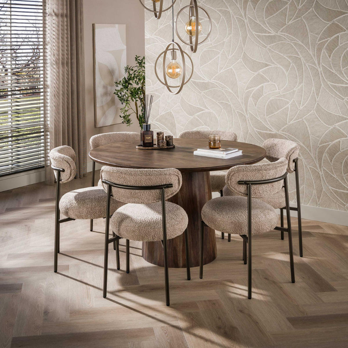 ESSTISCH ONDA ROTONDO Runder Massivholz-Tisch mit Säulenfuß Akazie 130Ø - Akaziefarben, Holz (130/130/76cm) - alesvelt