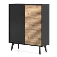 SIDEBOARD Saskatoon KD104 – Schwarz, Eiche Artisan - Schwarz/Eiche Artisan, Glas/Holzwerkstoff (104/83/39cm) - Komodee
