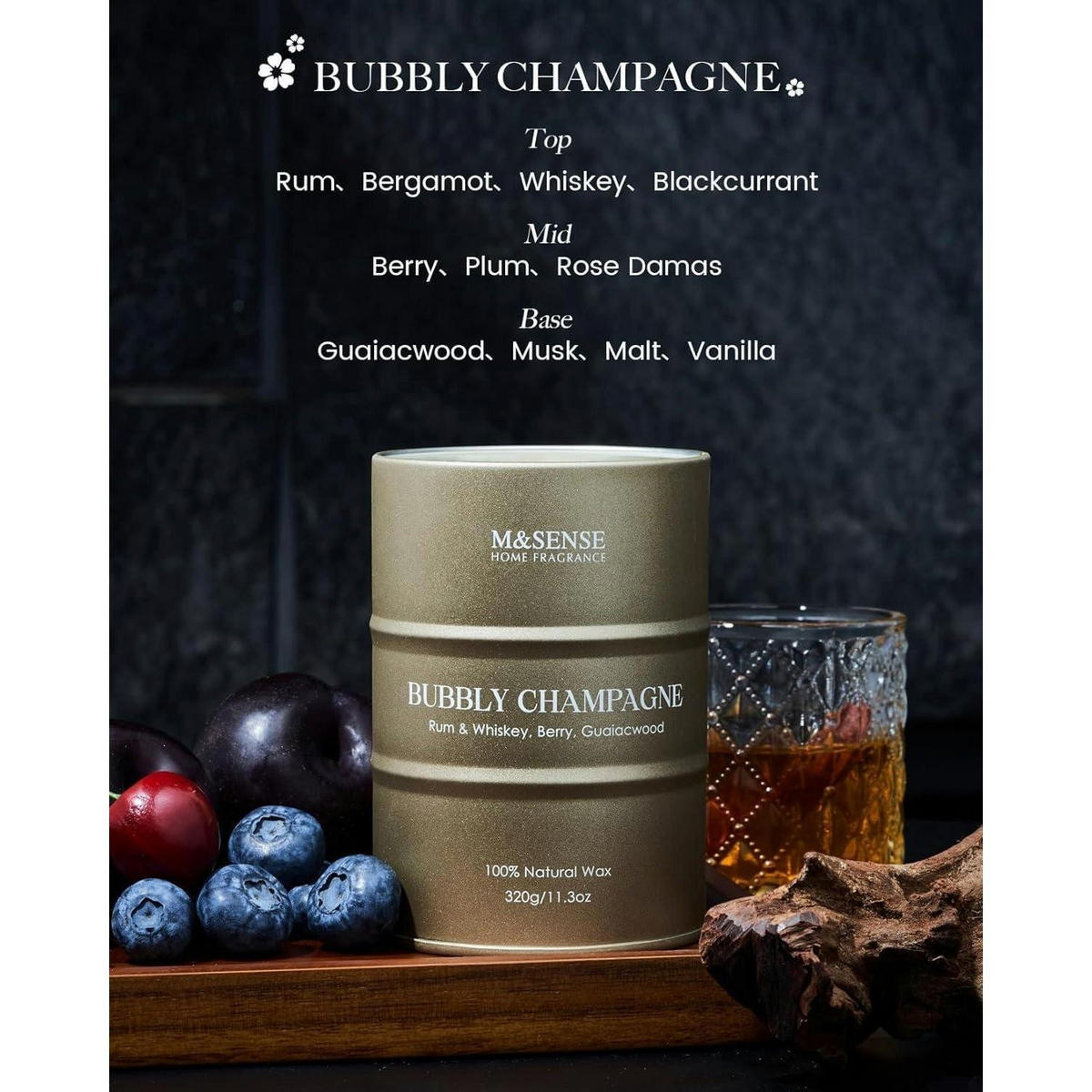 DUFTKERZE Bubbly Champagne 320g - Bronzefarben, Paraffin (10.5cm)