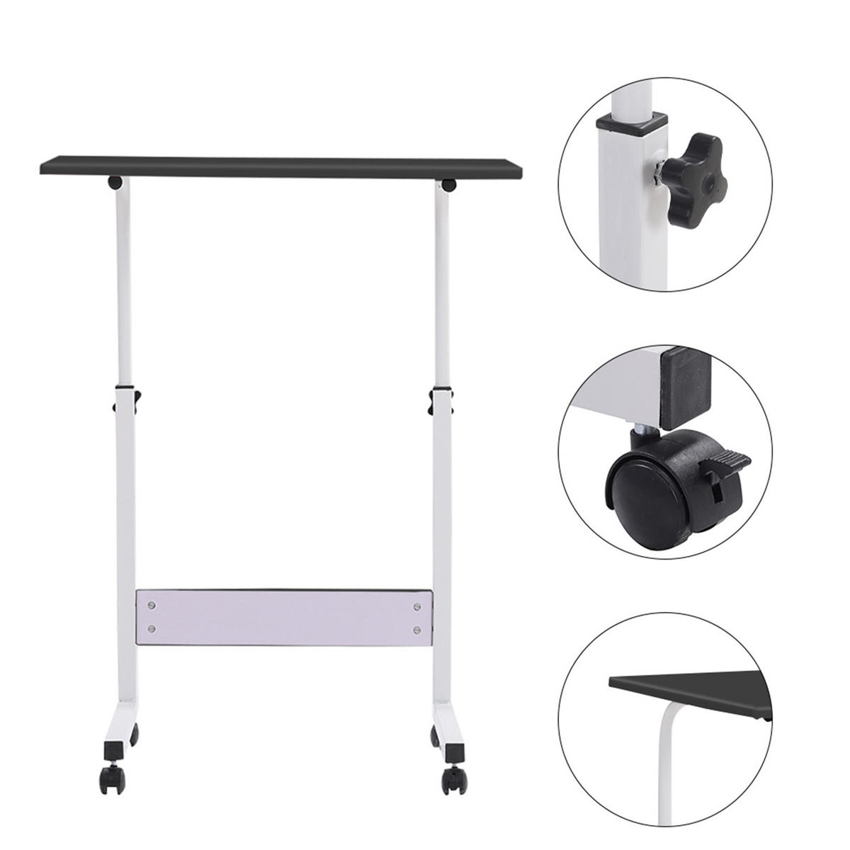 SCHREIBTISCH höhenverstellbar mit Rollen 60x40 cm Büro - Weiß, Kunststoff (40/60/70cm) - Livingandhome