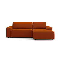 AUSKLAPPBARES-ECKSOFA rechts mit Container Jodie aus strukturiertem Stoff terrakotta 3 Sitzplätze - Terracotta, Textil (246/151cm) - Micadoni