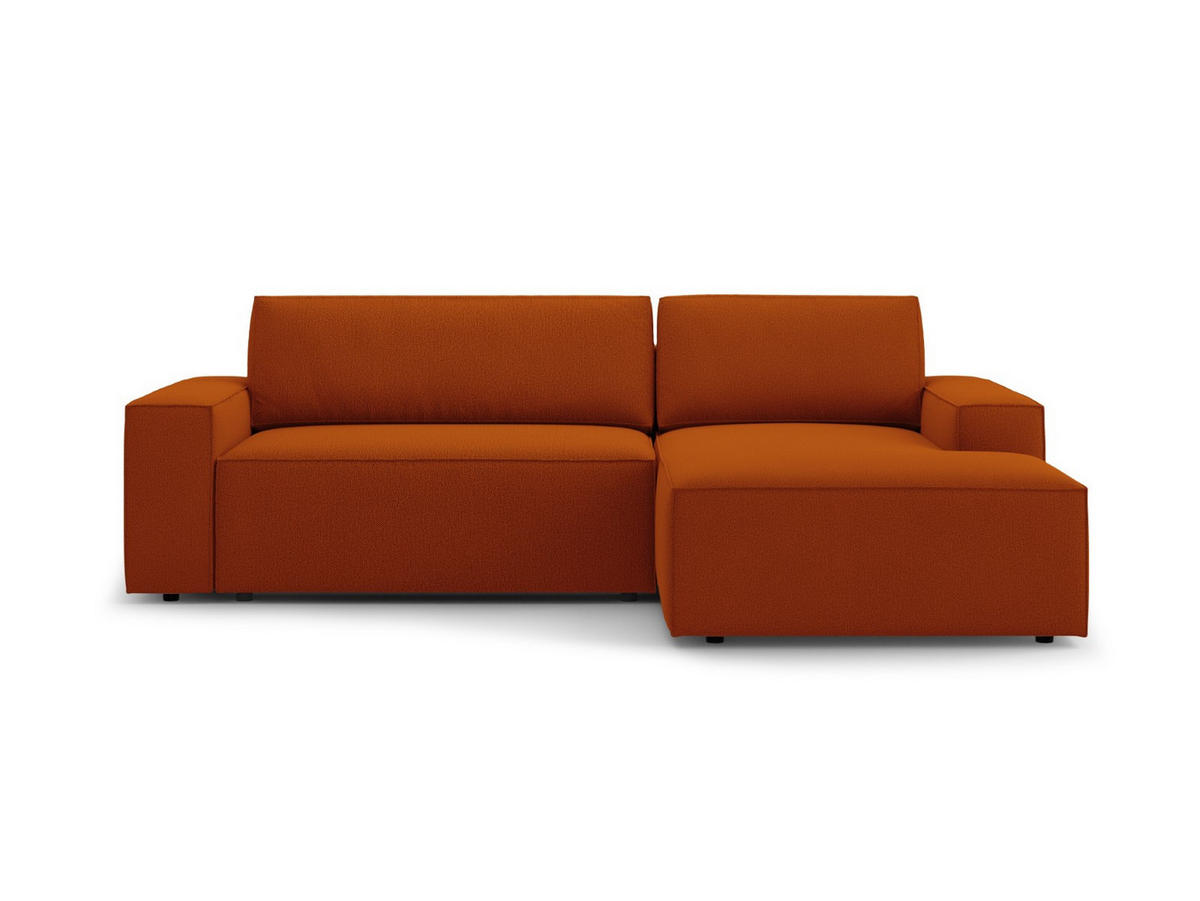 AUSKLAPPBARES-ECKSOFA rechts mit Container Jodie aus strukturiertem Stoff terrakotta 3 Sitzplätze - Terracotta, Textil (246/151cm) - Micadoni
