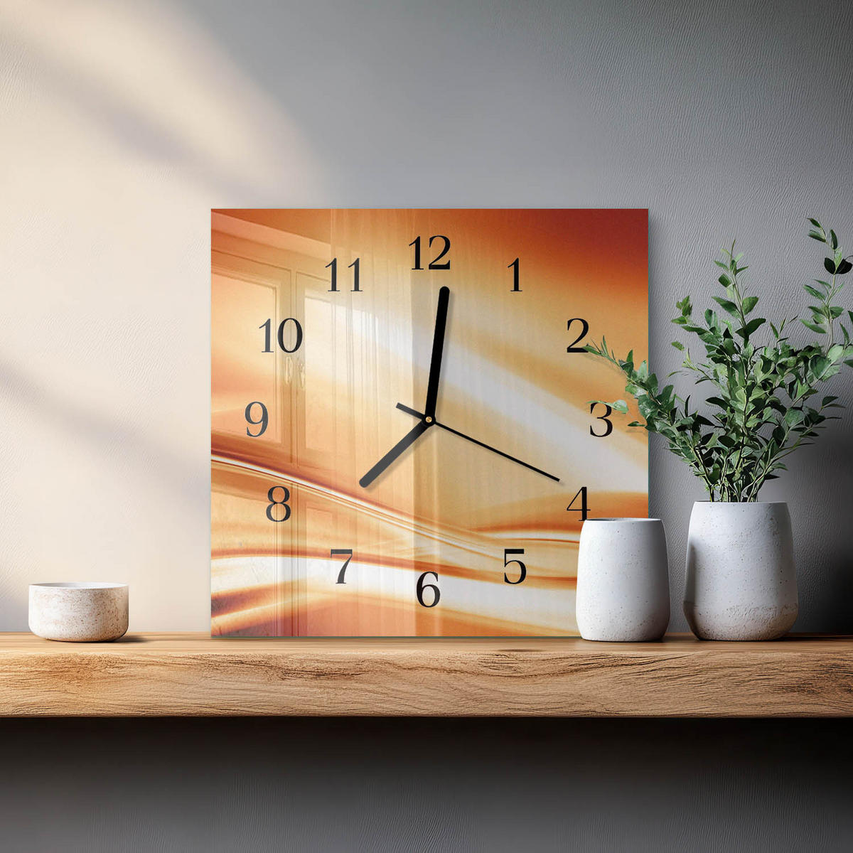 WANDUHR 30x30 cm - Abstraktion - Orange, Glas (30/30/0.4cm) - TULUP