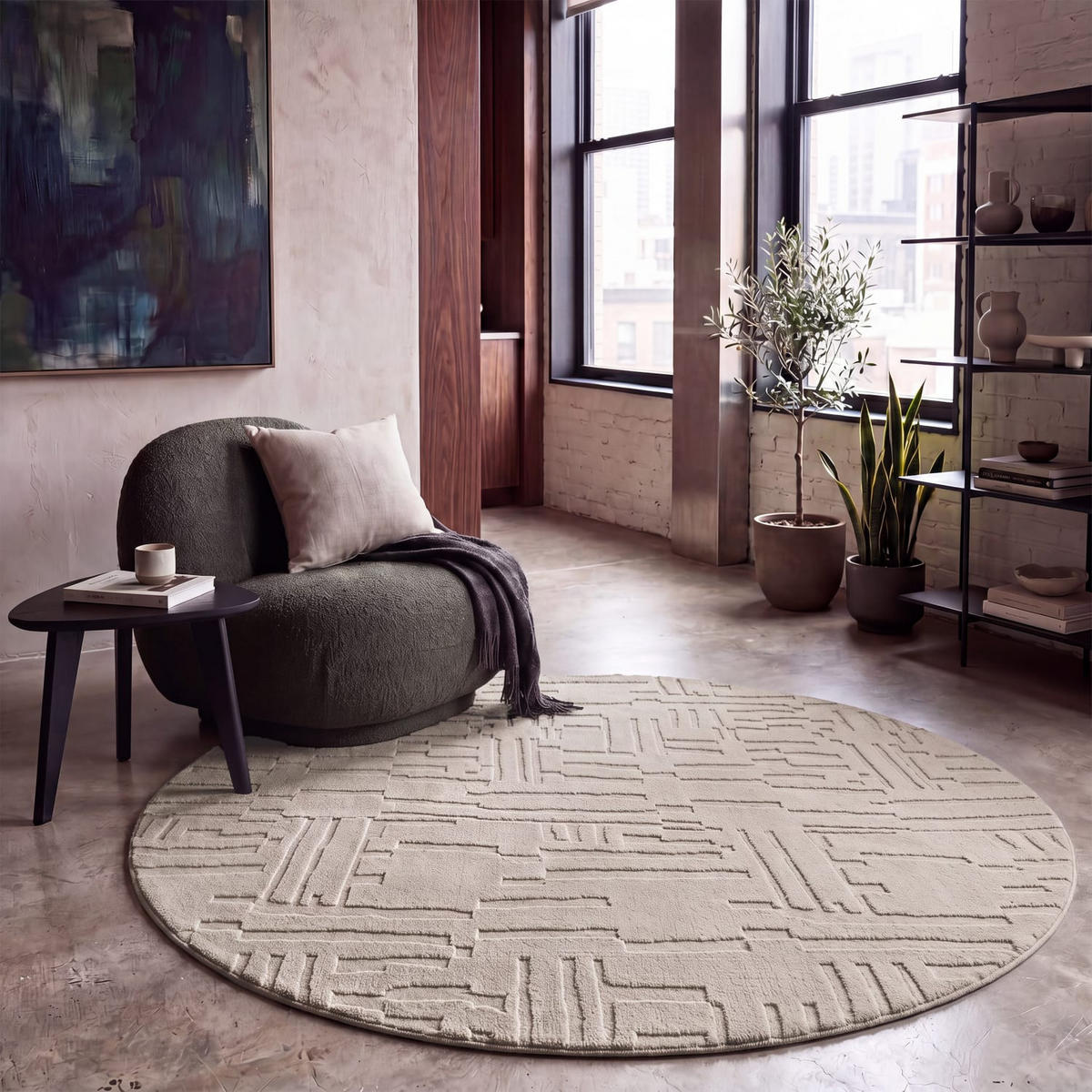 HOCHFLORTEPPICH 120/120 cm Tokio 476 - Beige, Kunststoff (120/120cm) - Paco Home