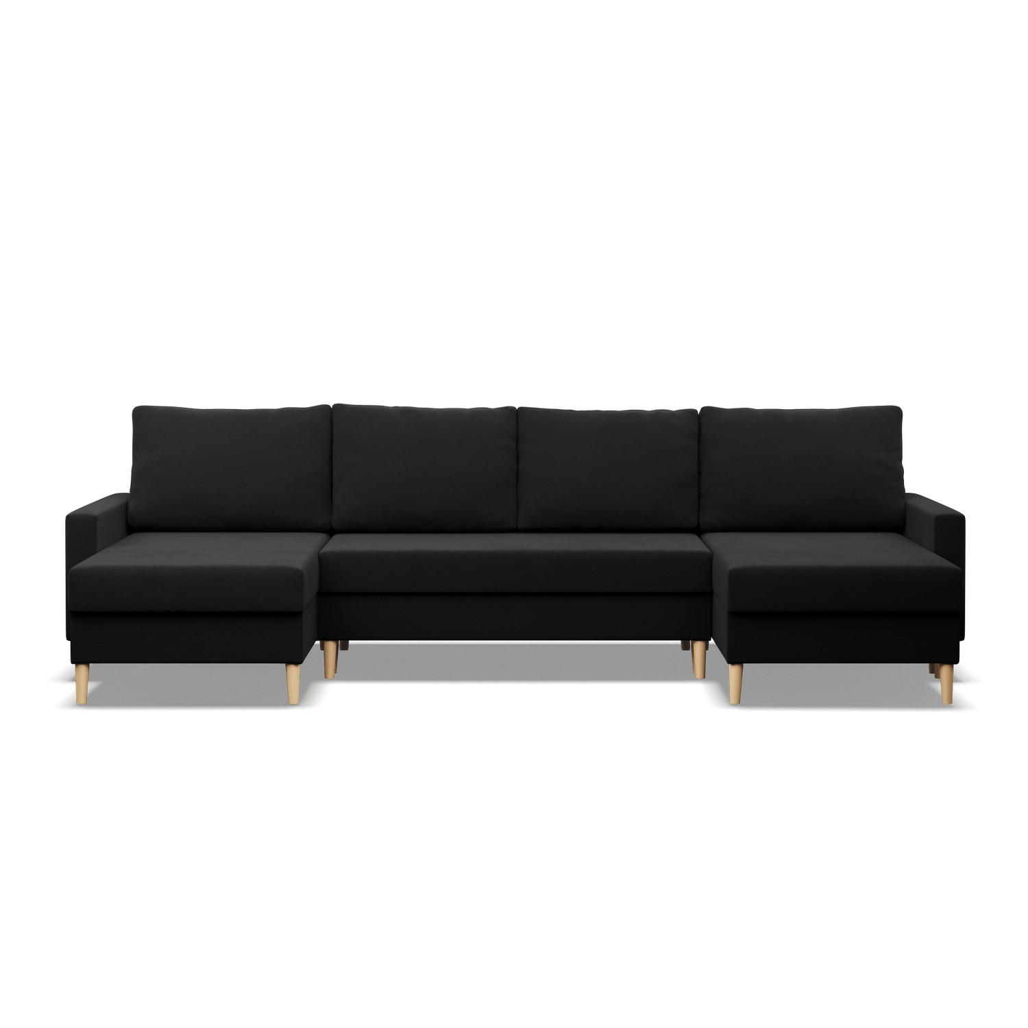 U-ECKSOFA MIT SCHLAFFUNKTION BLANK, Schwarz - Schwarz, Textil (294/88/140cm) - Mebligo