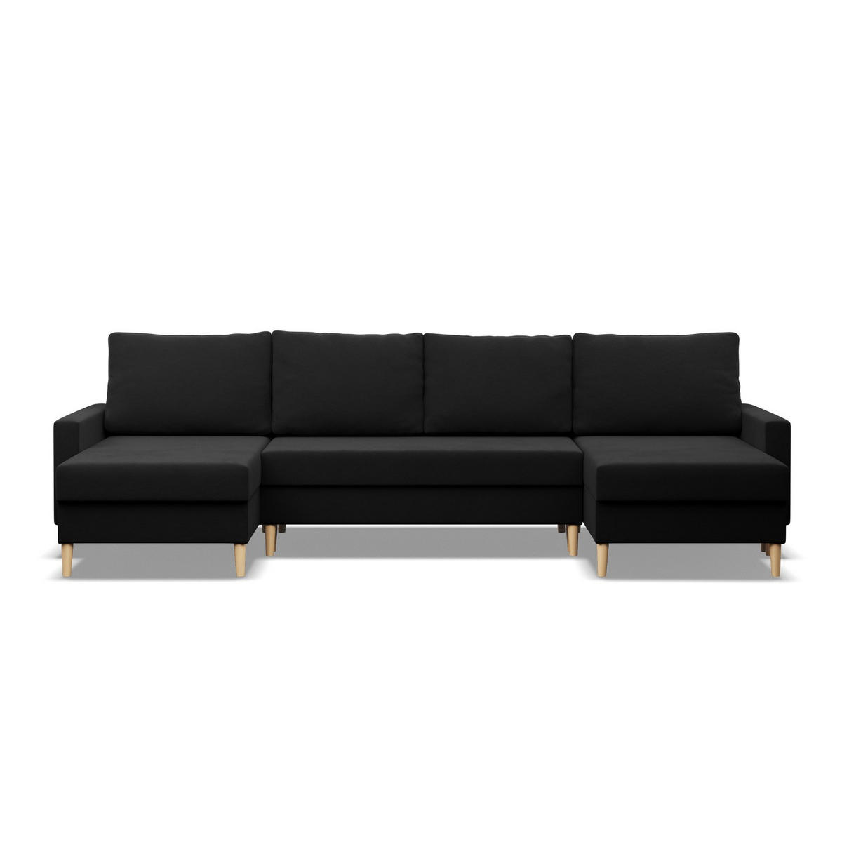 U-ECKSOFA MIT SCHLAFFUNKTION BLANK, Schwarz - Schwarz, Textil (294/88/140cm) - Mebligo