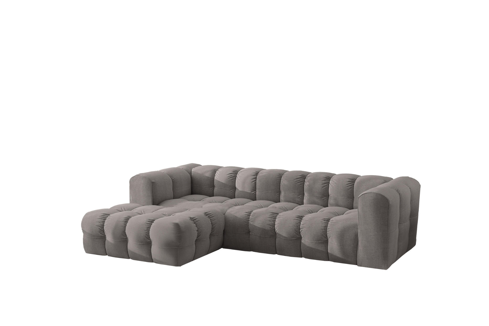 ECKSOFA L-form BALOO L, Chenille-Stoff Moly, Grau, Links - Grau, Holz (280/193cm) - Kaiser Möbel