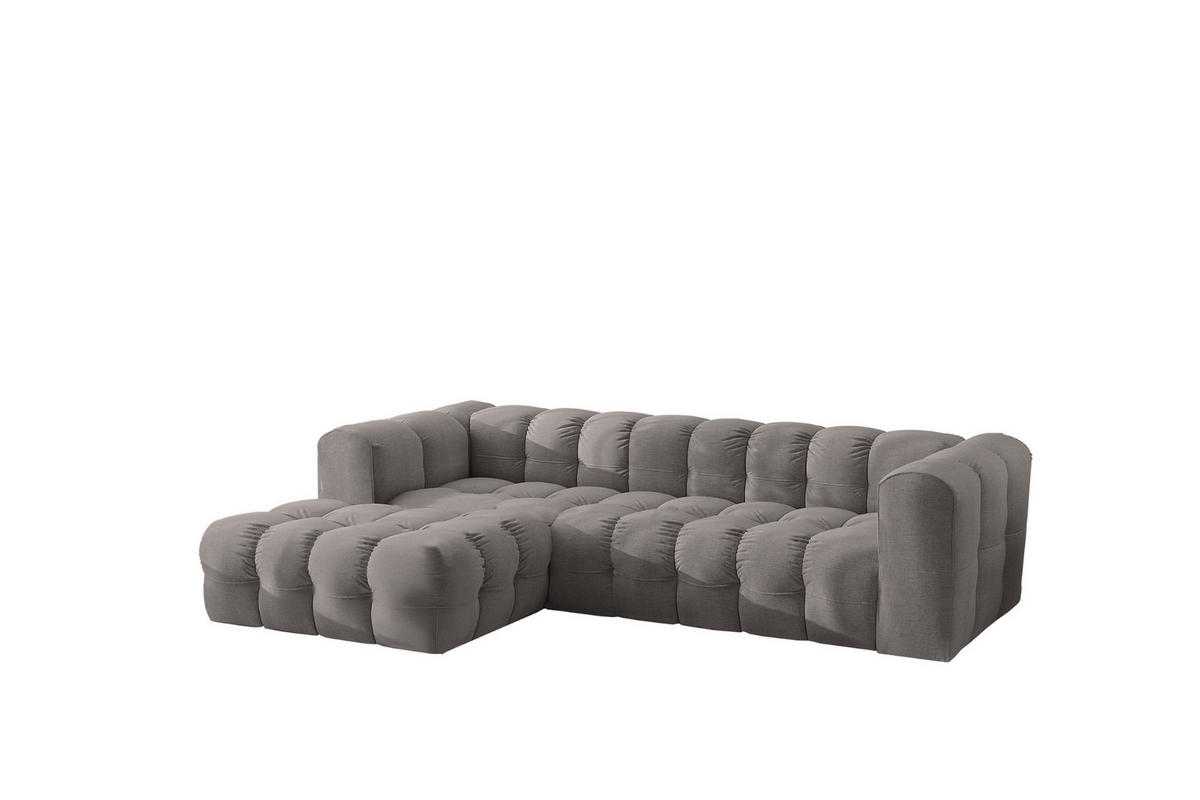 ECKSOFA L-form BALOO L, Chenille-Stoff Moly, Grau, Links - Grau, Holz (280/193cm) - Kaiser Möbel