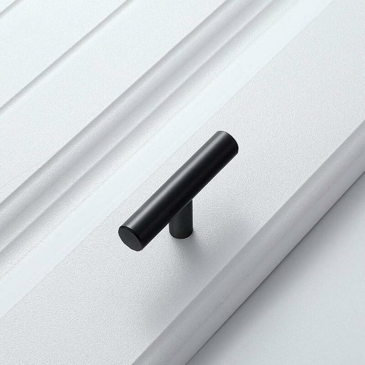MÖBELGRIFF Schwarz 20er-Set T-Griff Edelstahl - Schwarz, Metall (1/3.2/5cm)