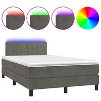 BOXSPRINGBETT MIT MATRATZE & LED DUNKELGRAU 120X200 CM SAMT - Dunkelgrau, Holz/Textil - vidaXL