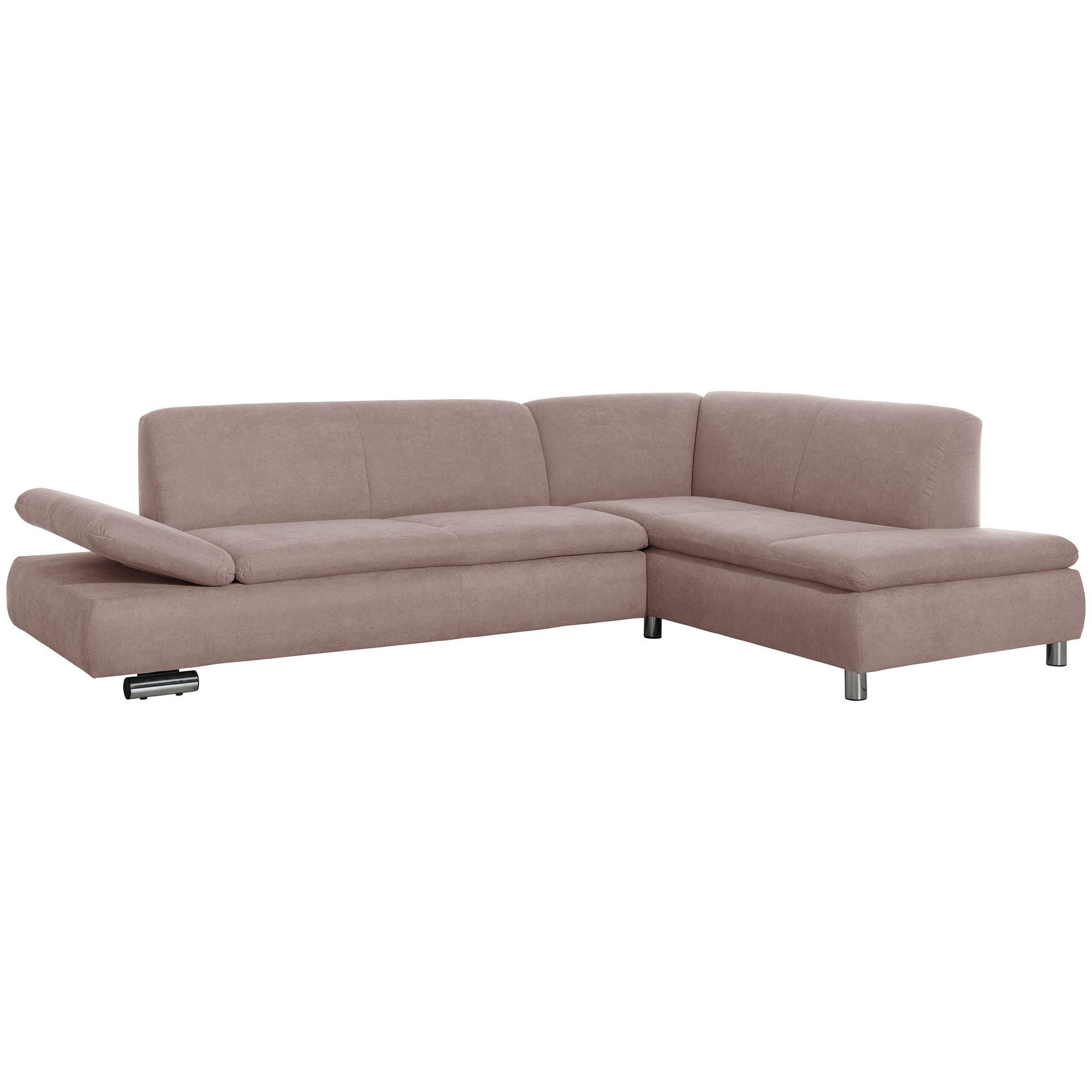 ECKSOFA mit Ottomane rechts Kaye Flachgewebe rosé - Rosa, Kunststoff (190/270cm) - 58aufmkessel