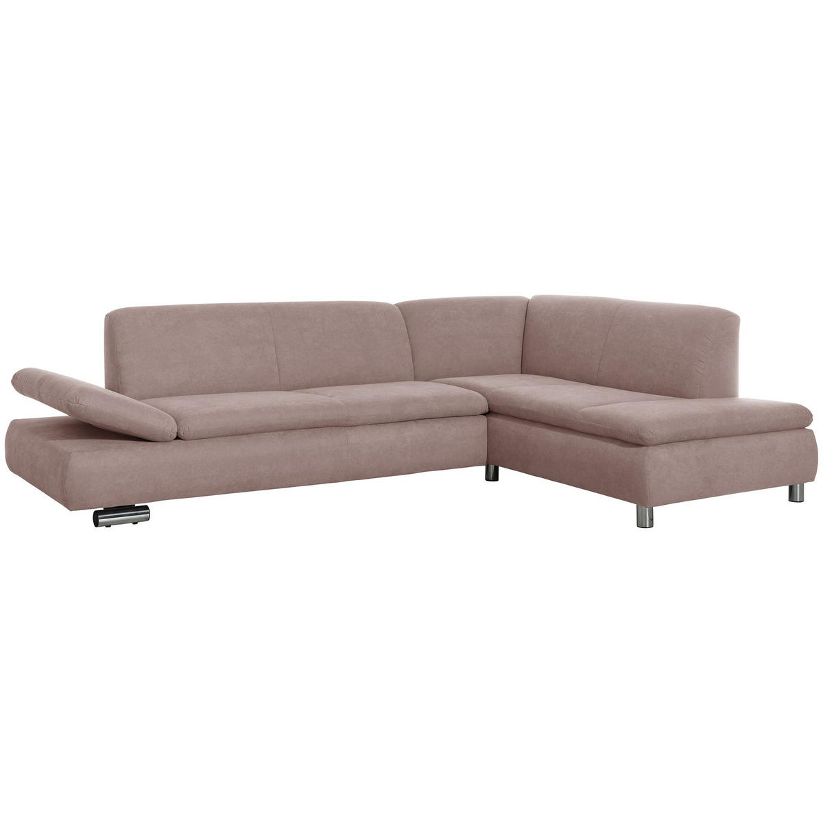 ECKSOFA mit Ottomane rechts Kaye Flachgewebe rosé - Rosa, Kunststoff (190/270cm) - 58aufmkessel