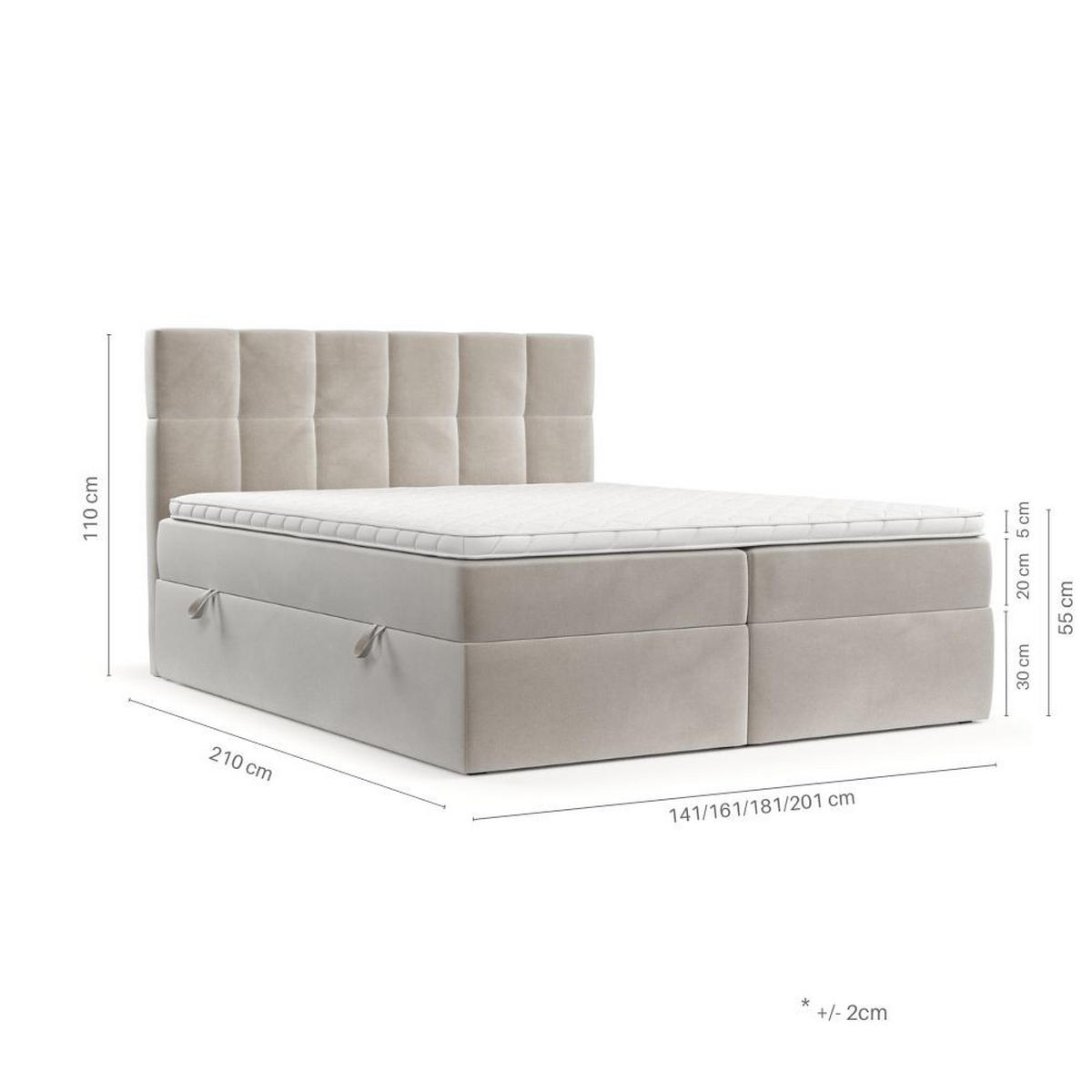 POSTEL BOXSPRING VARENO 160/200 Taupe - černá/šedohnědá, kov/dřevo (160/200cm) - AltaBeds