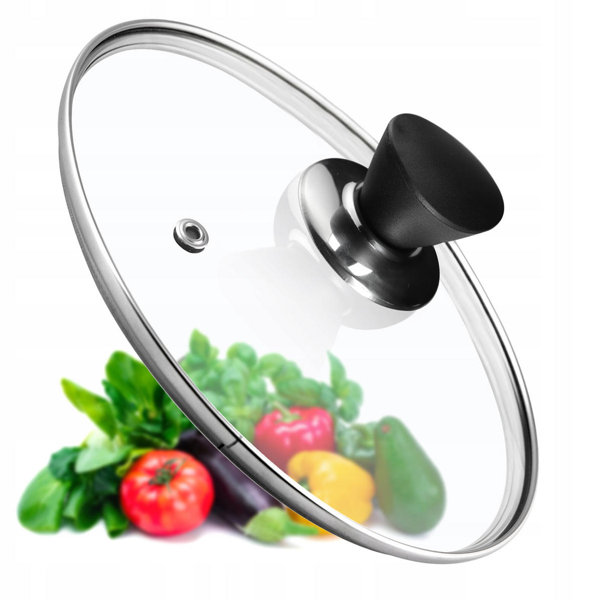 DECKEL mit schwarzem Griff, 26 cm - Transparent, Glas/Kunststoff (26cm) - KADAX