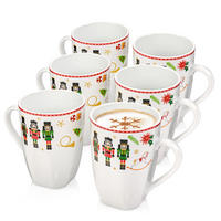 KAFFEEBECHER SET BILGOLA NUSSKNACKER DESIGN - 6 teilig aus Porzellan - Weiß, Keramik (0.4L) - Sänger