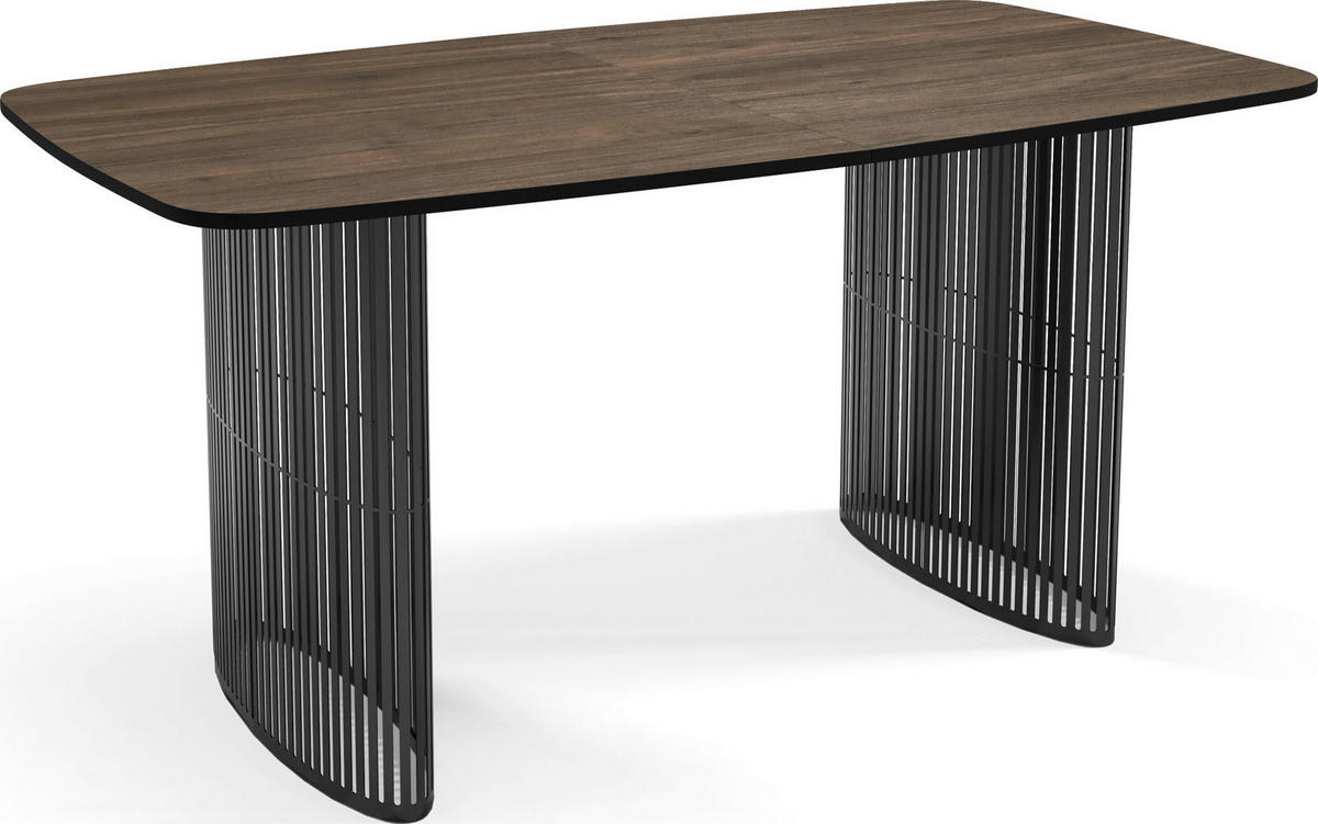 ESSTISCH Cavaro rechteckig oval ausziehbar, Walnuss Braun 180-256/90/76 cm - Walnussfarben/Schwarz, Holzwerkstoff/Metall (180/90/76cm) - WFL GROUP