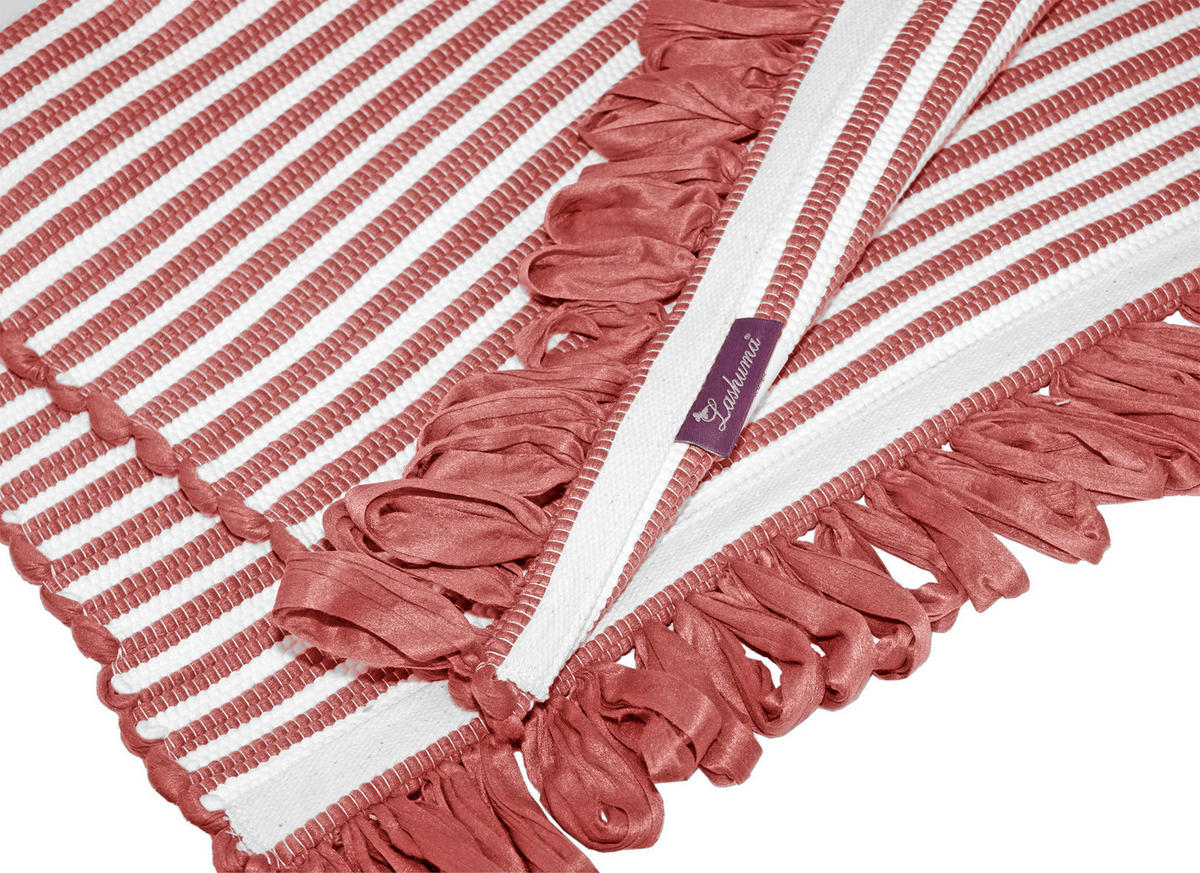 HANDGEWEBTER Läufer 50x70 cm Marsala - Altrosa, Naturmaterialien/Textil (50/70cm) - Lashuma