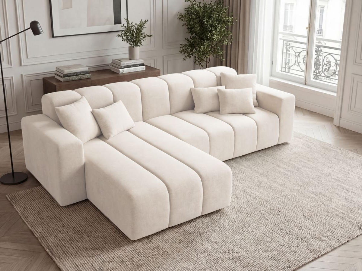 ECKSOFA Nork Creme Links - Creme, Holz/Textil (180/265cm) - Graingold
