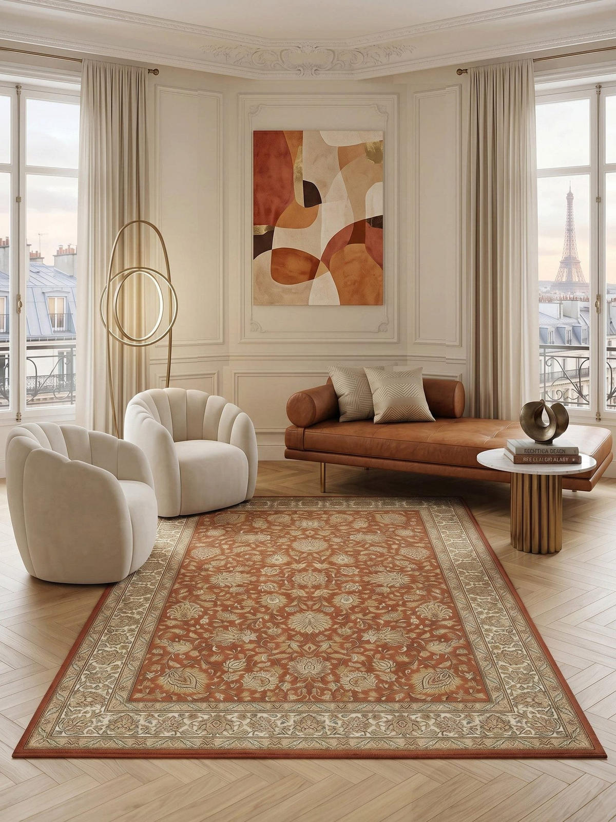 DESIGN Teppich mit Blumenmuster rot - Rot, Textil (170/230cm) - AFK Living