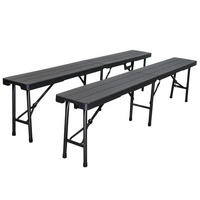 BIERBANK 2er Set klappbar wetterfest 8 Personen Kunststoff Holz Optik Schwarz - Schwarz, Kunststoff (180/43/43cm) - CHEFGASTRO