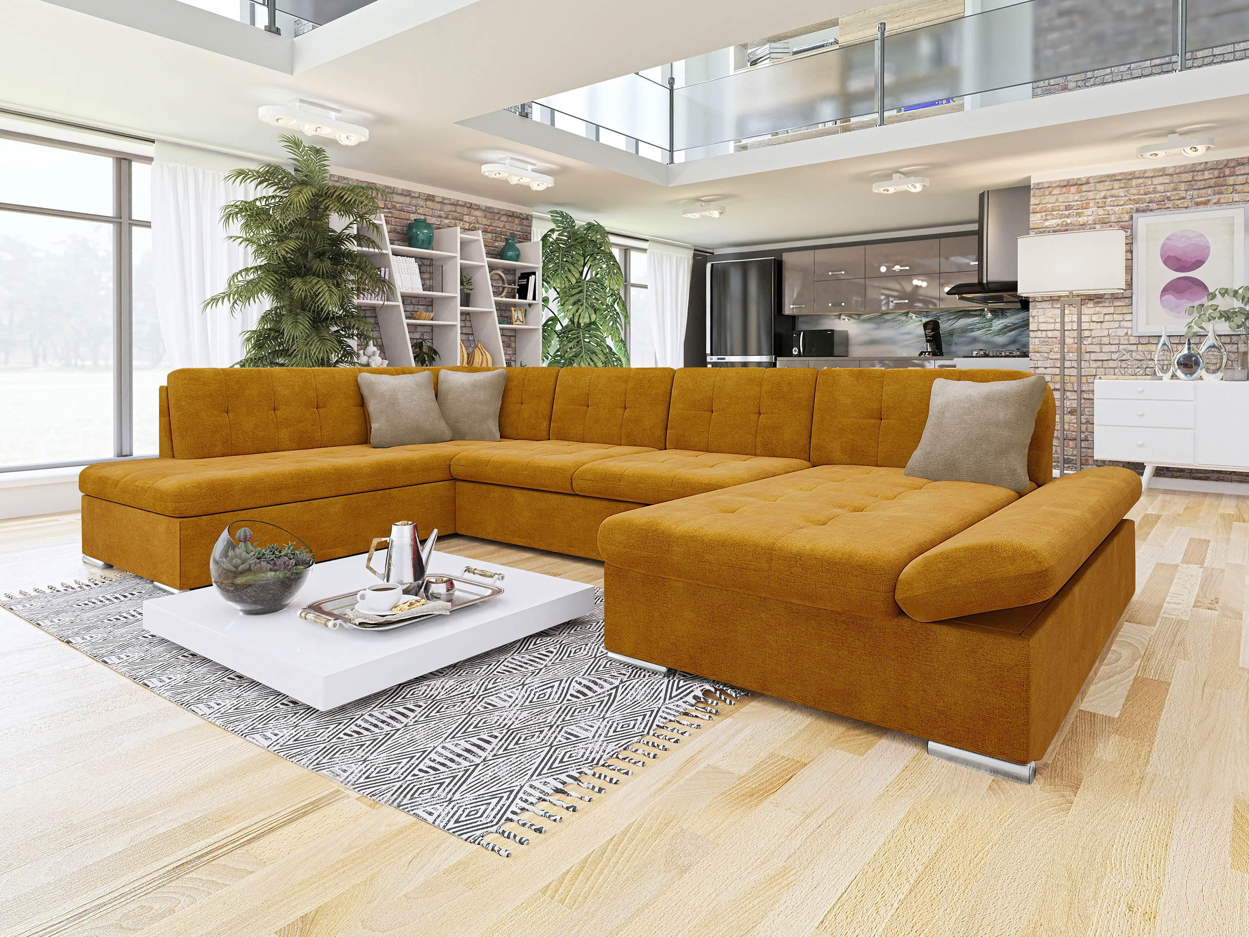 ECKSOFA Bergen, Seite: Rechts - Silberfarben/Bronzefarben, Holz/Textil (345/76/205cm) - MIRJAN24