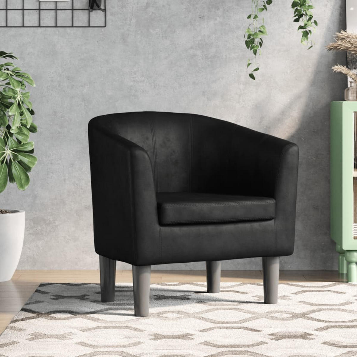 CLUBSESSEL Haltbar 70/56/68 cm Schwarz Kunstler - Schwarz, Leder (56/68/70cm) - vidaXL