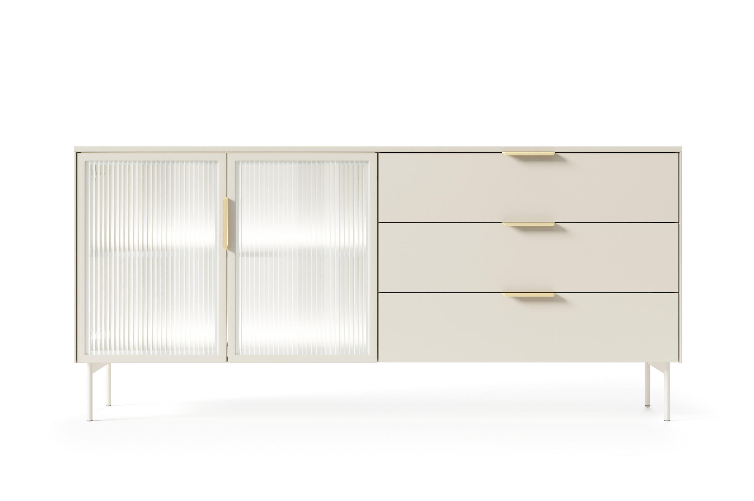 KOMMODE, Kaschmir, 181,3 x 82,6 x 39,3 cm - Beige/Goldfarben, Holzwerkstoff/Metall (181.3/82.6/39.3cm) - 3XE LIVING
