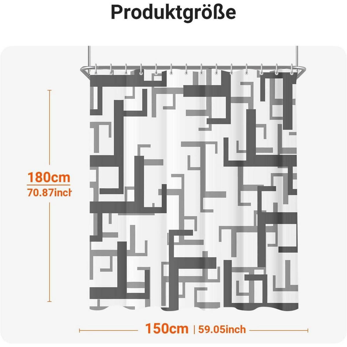 DUSCHVORHANG Block Muster 150 x 180 cm - Multicolor, Textil (150/180cm)