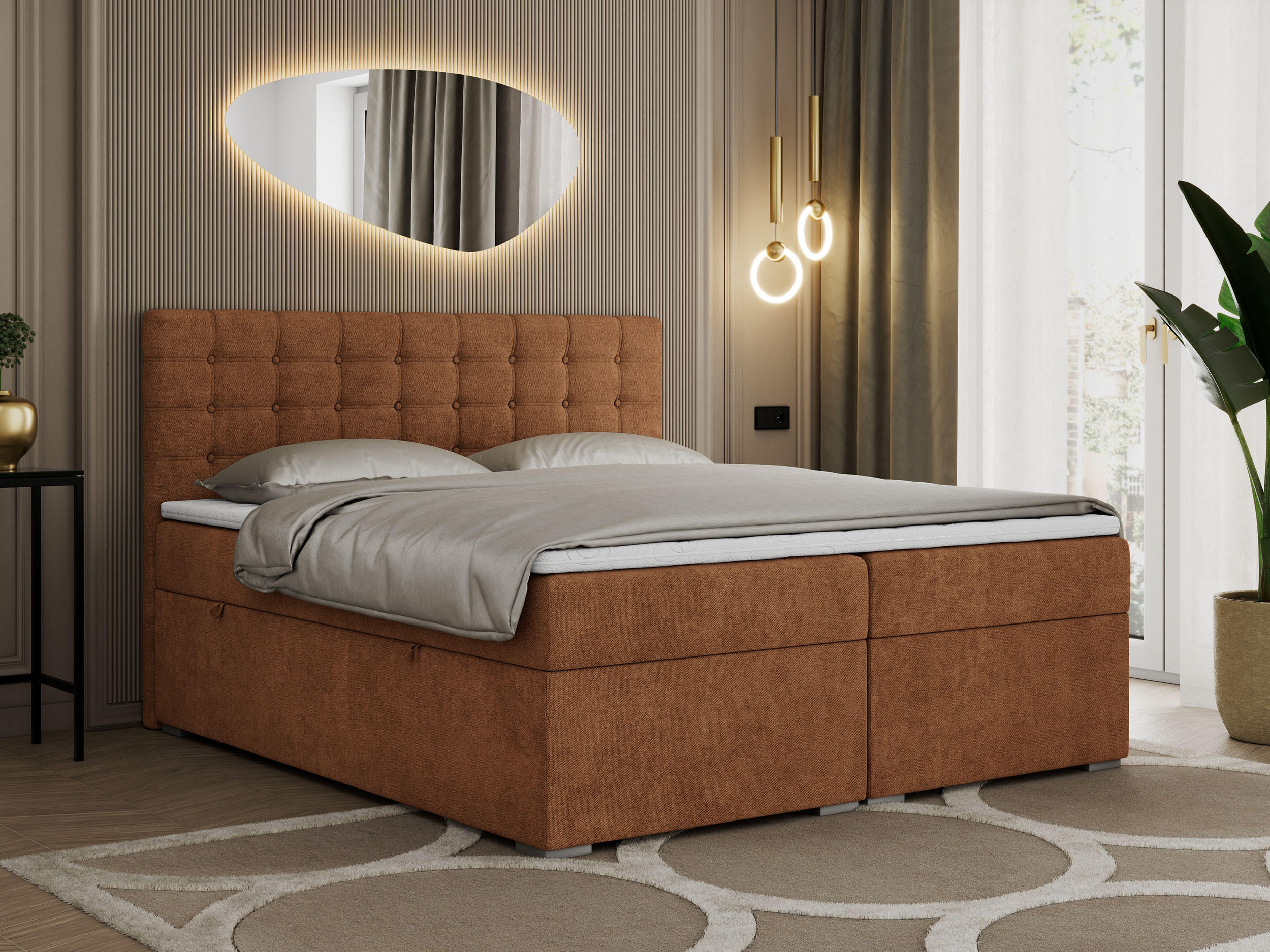 BOXBETT SUSAN 120/200 Orange Struktur - H4 - Orange, Holz/Textil (120/200cm) - MKS