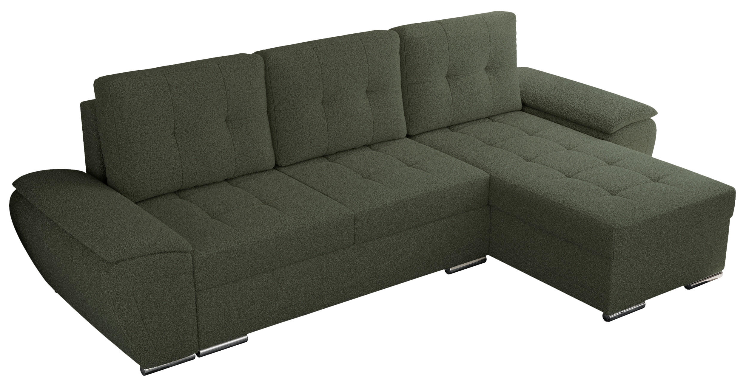 ECKSOFA UMBRIA L Grün Boucle - Grau/Grün, Textil (271/157cm) - MKS