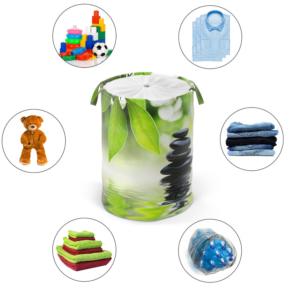 WÄSCHEKORB Harmony - Grün, Textil (37/55/55cm) - Sanilo