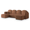 WOHNLANDSCHAFT NUBERO Kupferfarben Boucle-Stoff mit Schlaffunktion - Kupferfarben, Holz (220/85/143cm) - MASSENO