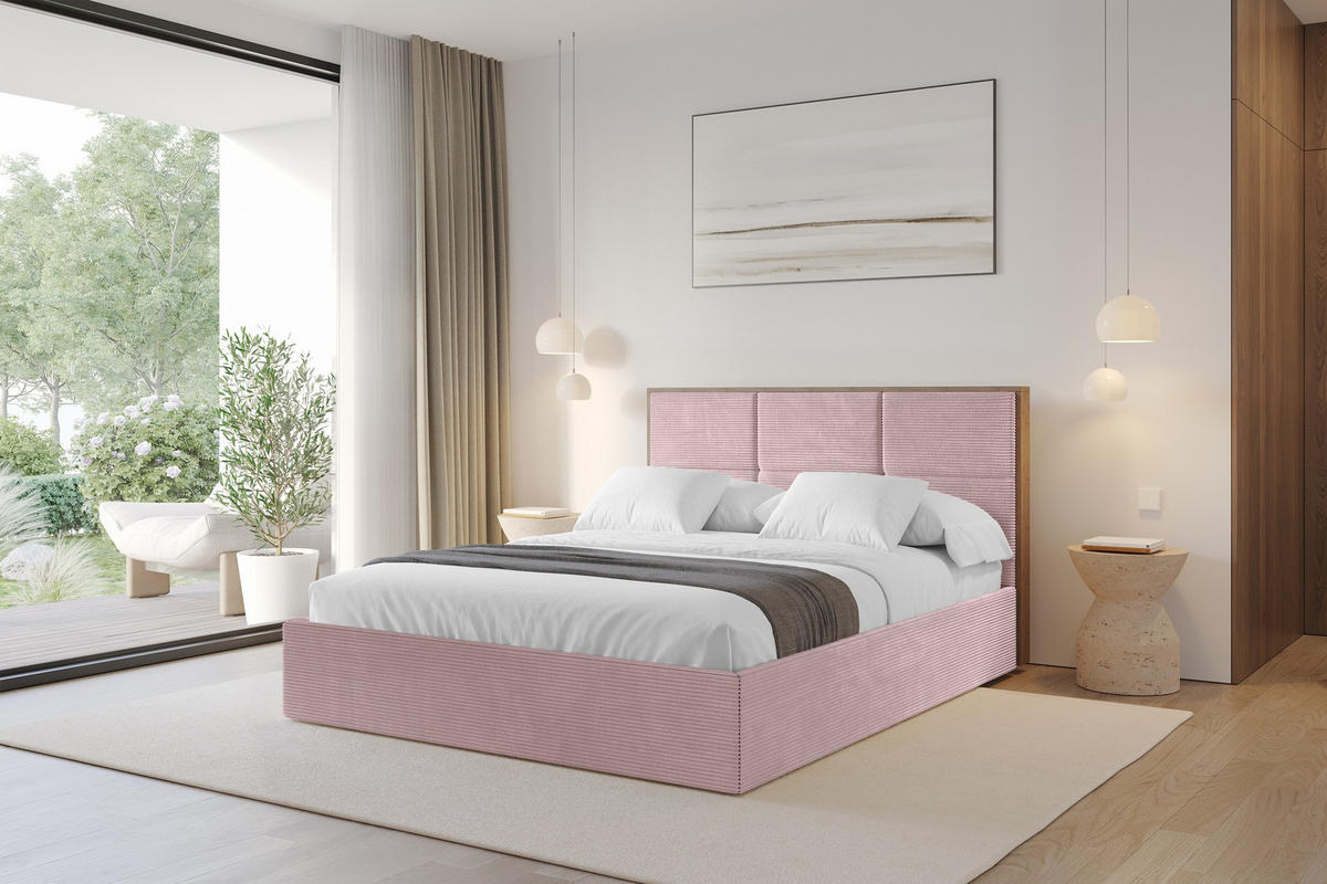 POLSTERBETT mit Bettkasten und Lattenrost, Bett mit Matratze H3/H4 - LILA 140x200 Rosa - Rosa, Holzwerkstoff/Textil (140/200cm) - ALTDECOR