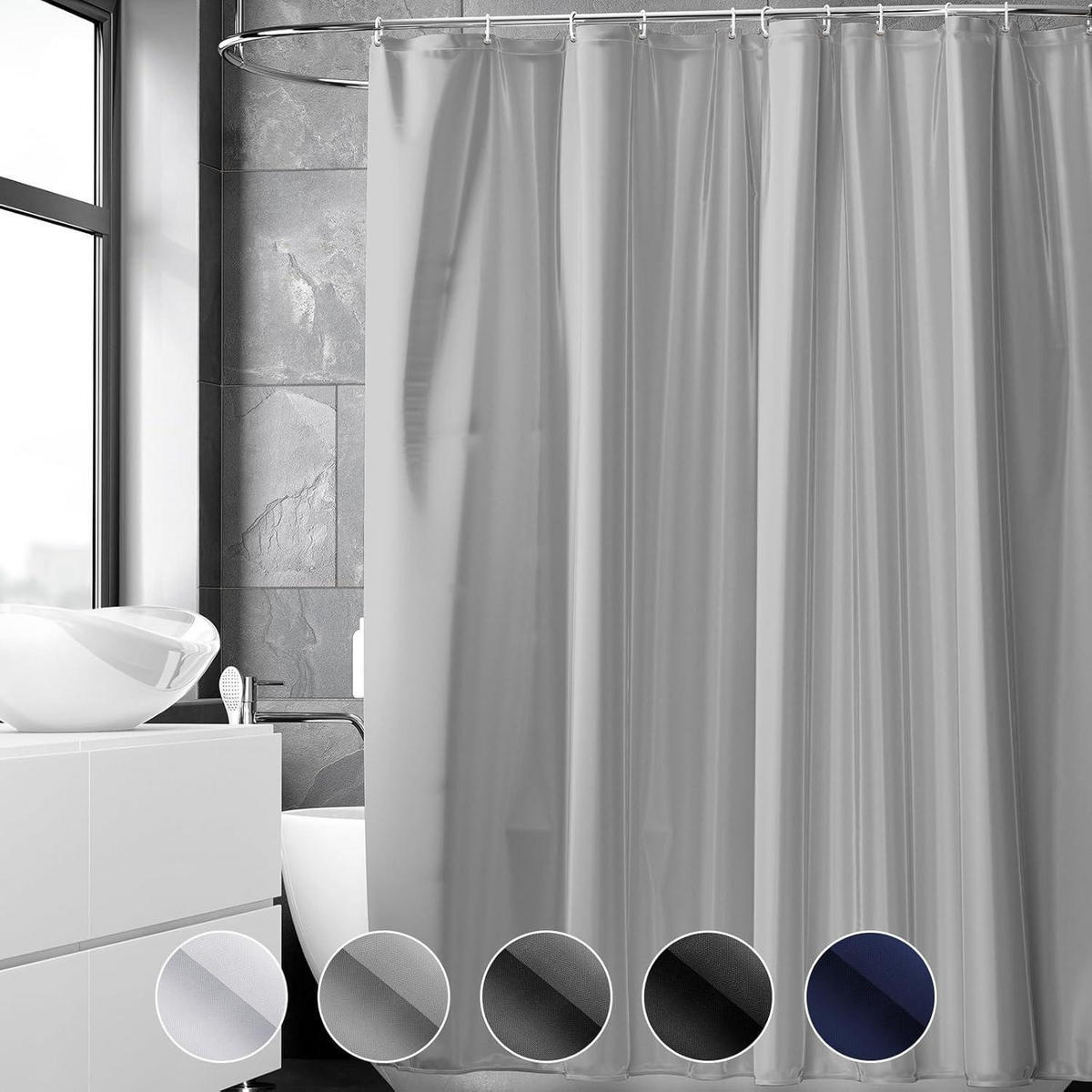 DUSCHVORHANG 180 x 220 cm Grau Wasserabweisend Anti-Schimmel - Grau, Textil (180/220cm)