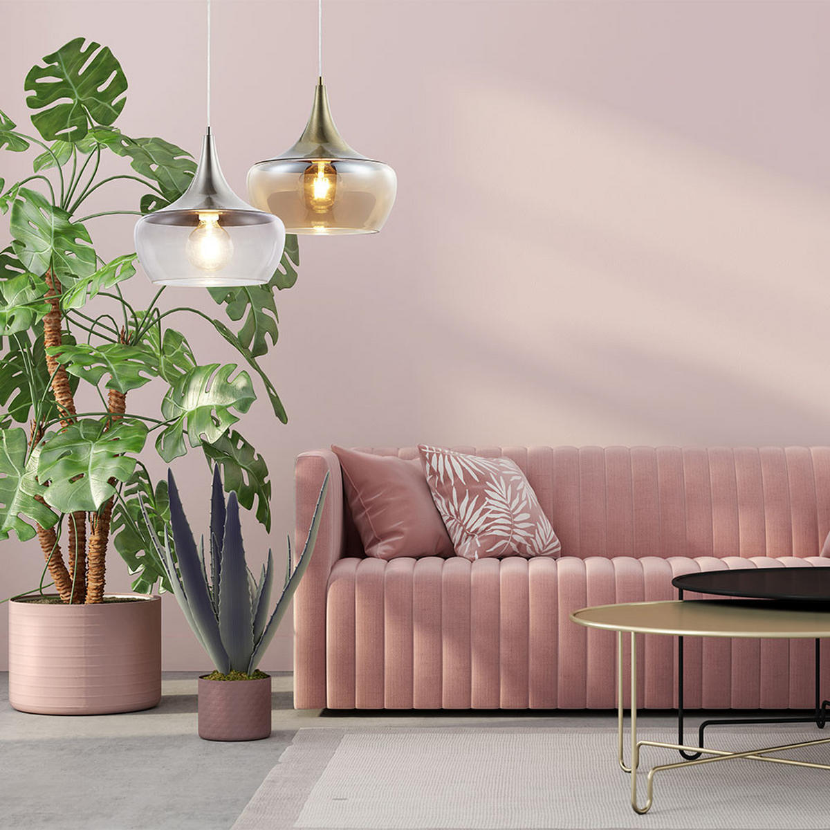 LED HÄNGELEUCHTE Messing Antik Orange - Orange, Glas (30/30/150cm) - Nowa