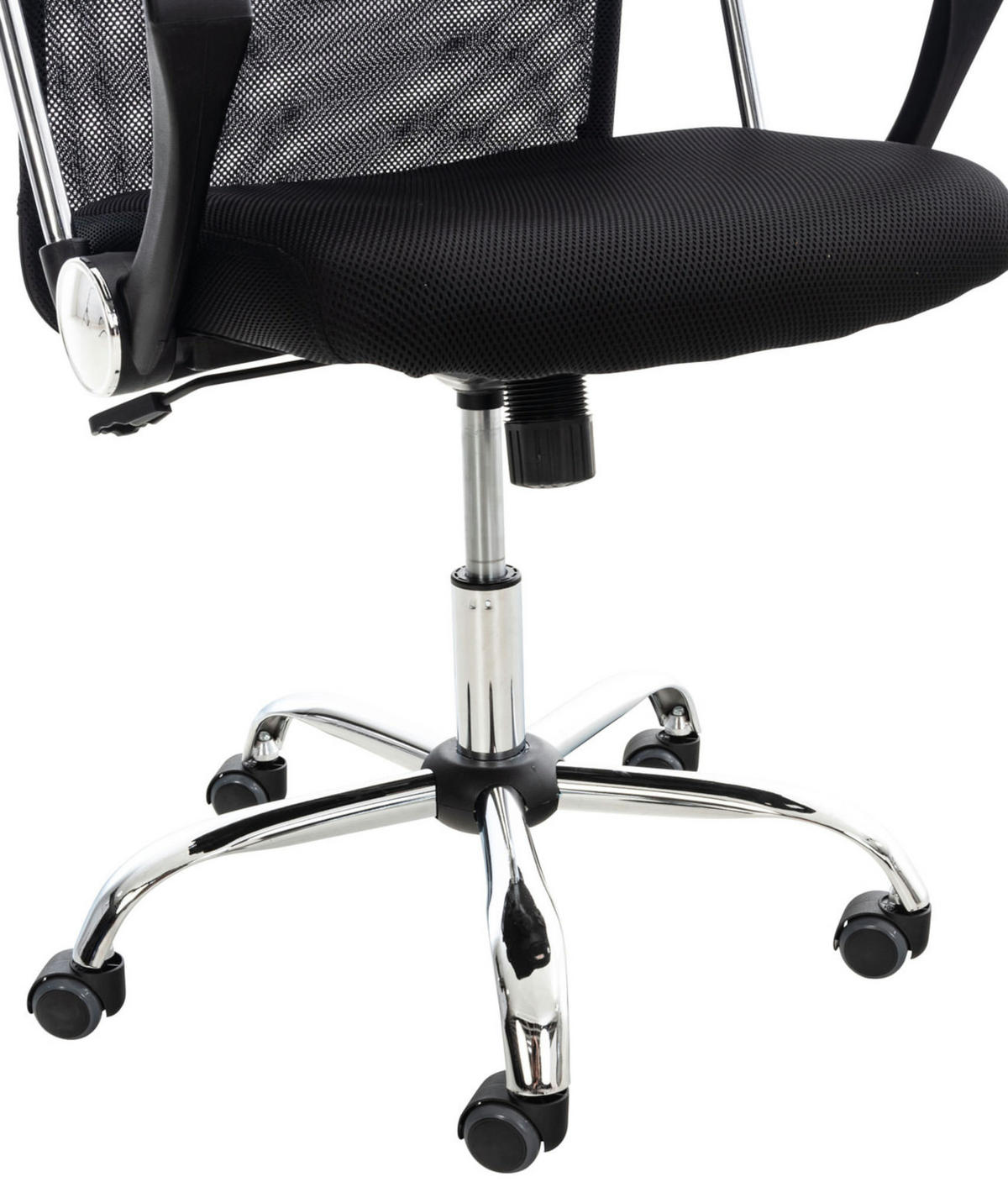 CHEFSESSEL Lederlook schwarz - Chromfarben/Schwarz, Textil/Metall (60/110/53cm) - CLP