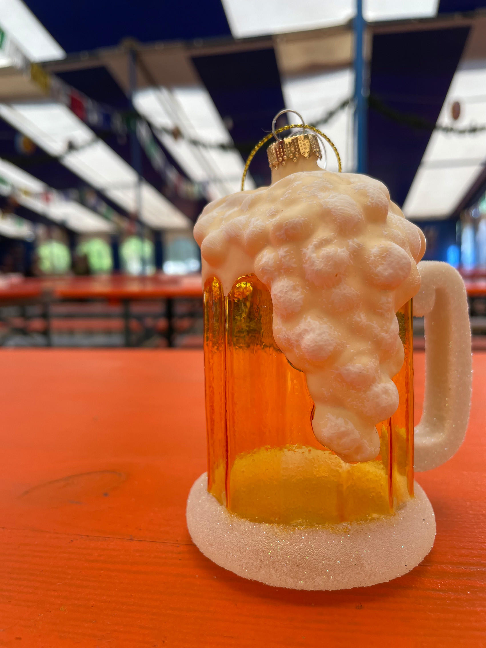 CHRISTBAUMSCHMUCK Bierkrug Schaumi Goldfarbig 11cm (Glas / 1 Stk.) - Goldfarben, Glas (9/11/7cm) - Krebs Glas Lauscha