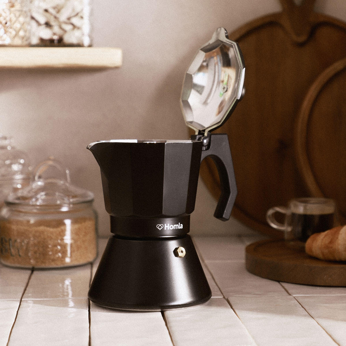 KAFFEEMASCHINE Mia Mokka schwarz 10/20 cm - Schwarz, Metall (10/15/20cm) - Homla