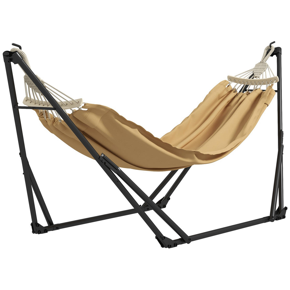 HÄNGEMATTENGESTELL DE-15271 2-in-1 klappbar mit Tasche Khaki - Mokka, Metall (263/89/100cm) - ComfortXL