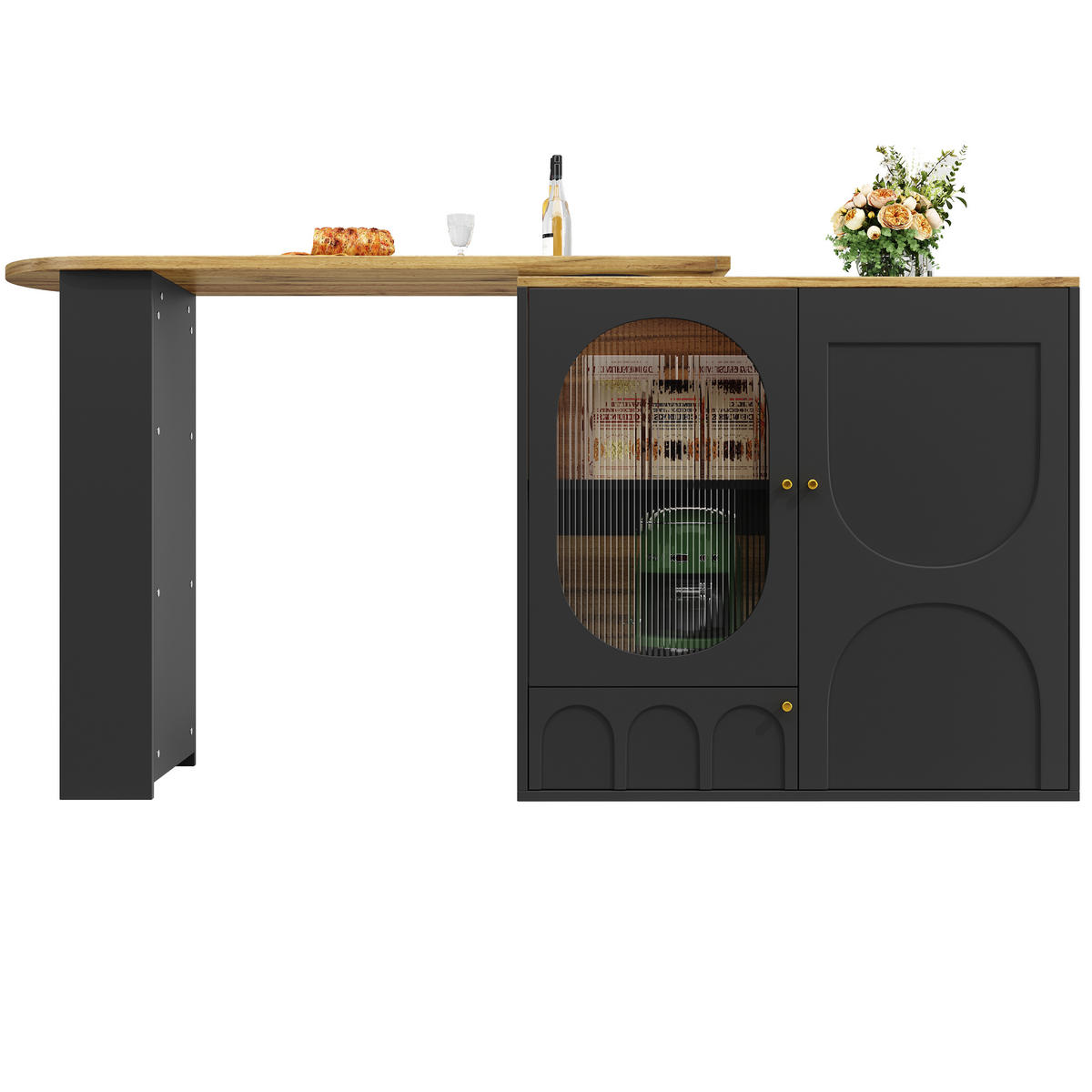 BAROVÝ STŮL otočný s úložným prostorem, bílý a černý - černá, kompozitní dřevo (73/137.9/92.5cm) - Urban Meuble