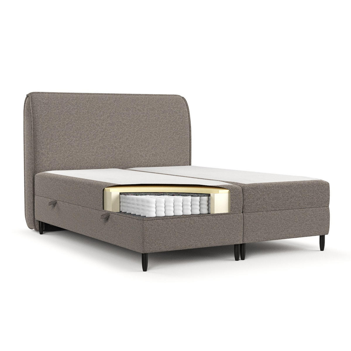 BOXBETT Lunaro 140/200 cm Beige im Bubble Stoff - Beige/Schwarz, Holz/Holzwerkstoff (140/200cm) - AltaBeds