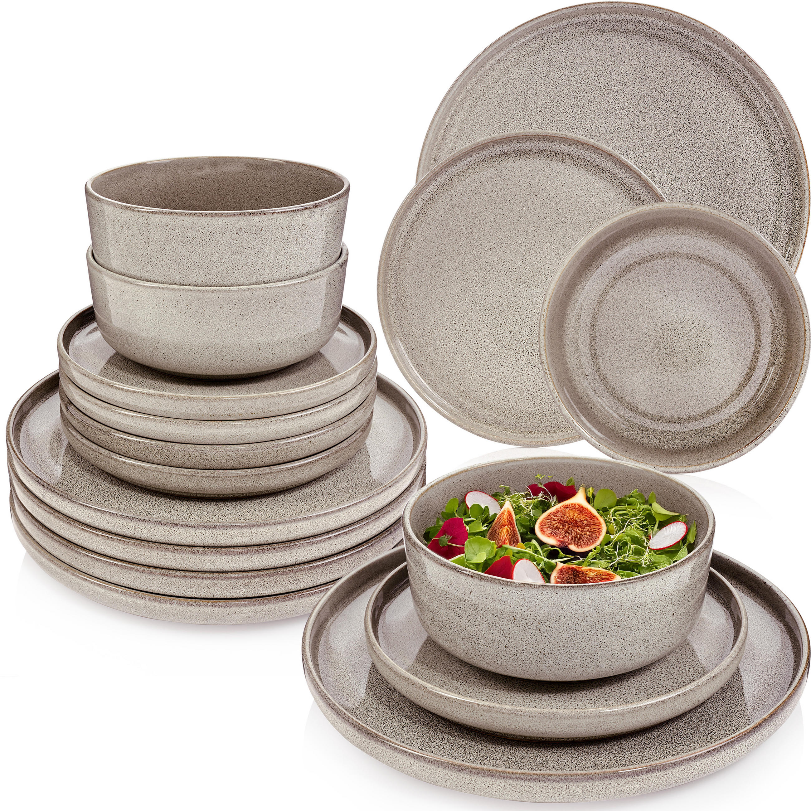 TAFELSERVICE KAIRO CLAY - 18 teilig aus Steingut - Grau, Keramik (40/50/40cm) - Sänger