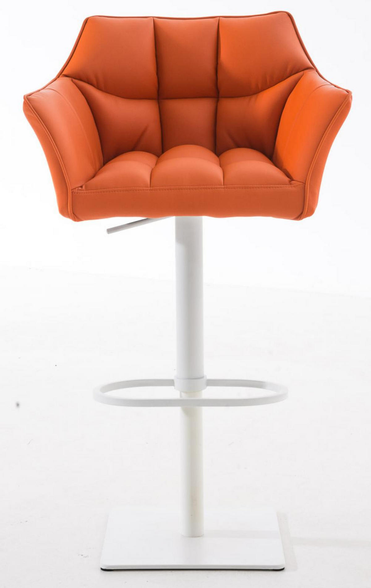 BARHOCKER 2er Set Lederlook Orange - Weiß/Orange, Textil/Metall (64/88/45cm) - CLP